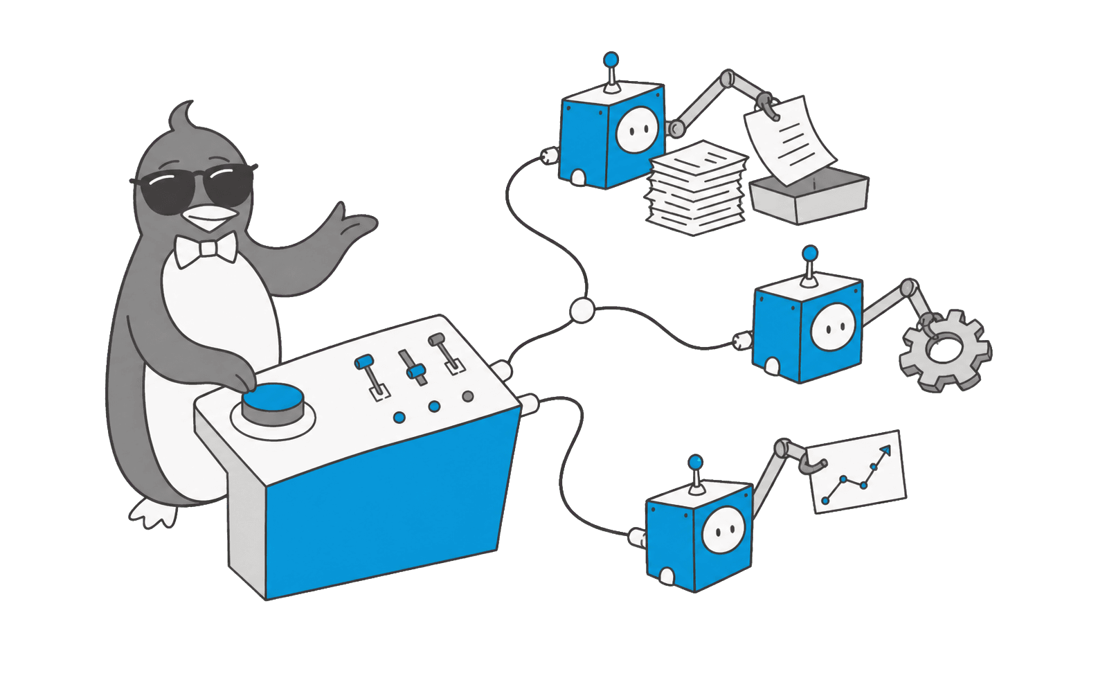 Brandcave penguin coordinating connected AI agent systems