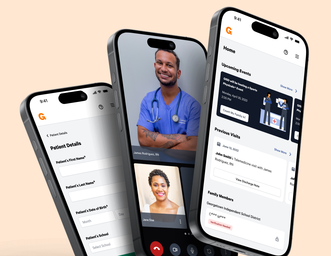 Healthcare patient portal — iPhone mockups