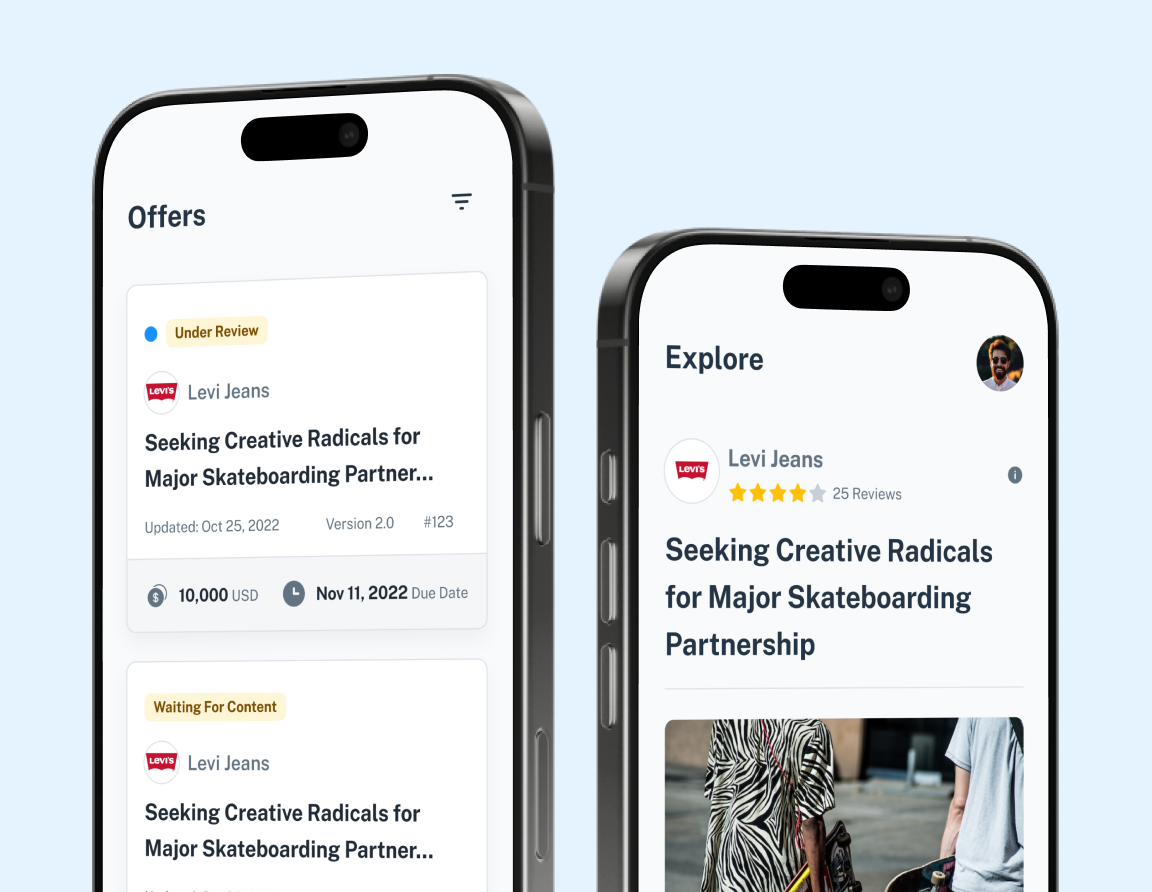 Levi creator marketplace — iPhone mockups